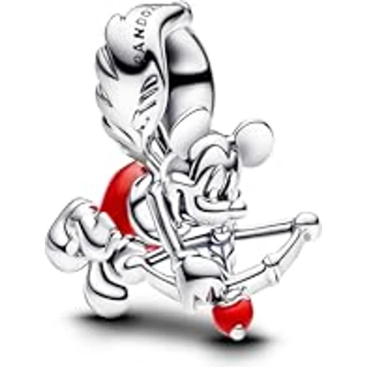 PANDORA Moments Disney Micky Maus Amor Charm, Sterling Silber mit roter Emaille und künstlichem Kristall, kompatibel mit Moments Armbändern, 793616C01 – Bild 1