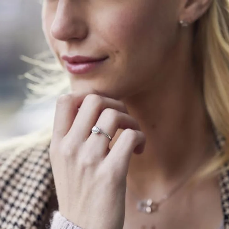 Amor Damenring 925 Sterling Silber, gravierbar mit 21 Zirkonia Steinen, in Schmuck Geschenk Box – Bild 3