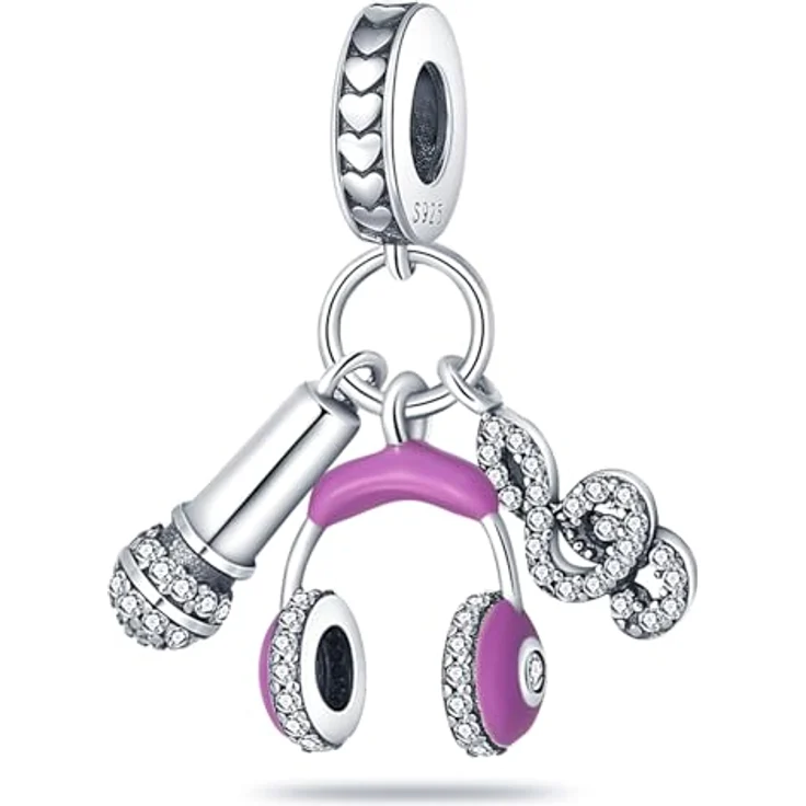 HappyStar Charms Anhänger Silber 925, Roter Charm Anhänger mit 5A-Zirkonen, kompatibel mit europäischen Armbändern und Halsketten für Frauen – Bild 1