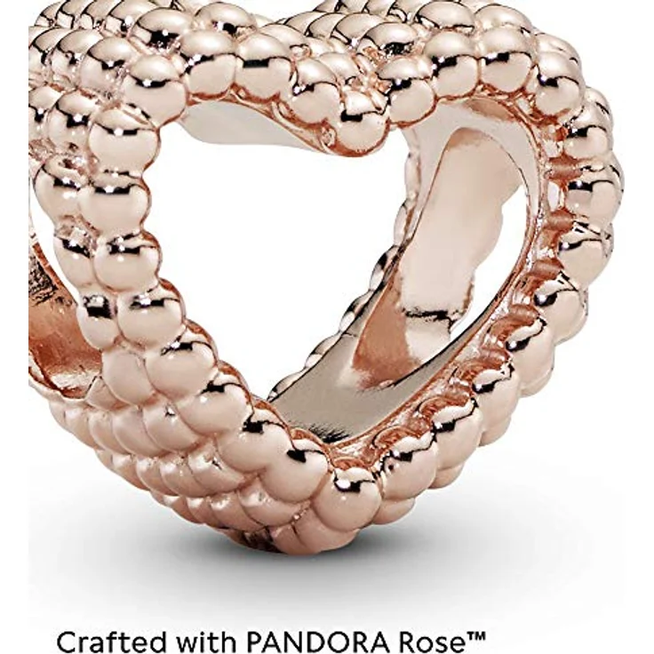 PANDORA offenes Metallperlen Herz Charm, roségold, 14 Karat rosévergoldete Metalllegierung, Moments Collection – Bild 3