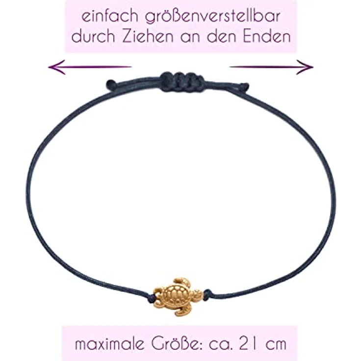 Selfmade Jewelry Armband Damen Schildkröte, Handgemachtes Makramee-Armbändchen in Rosegold, Größenverstellbar mit Geschenk-Verpackung – Bild 3