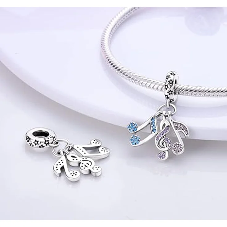 TINSLO Charm Anhänger Damen, 925 Sterling Silber, kompatibel mit Pandora Armband und Halskette, Zirkonia-Steine, ideal als Geschenk für Frauen und Mädchen – Bild 2