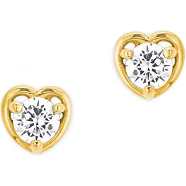 Amor Ohrstecker 925 Sterling Silber Damen, Herz-Design mit Zirkonia, 0,6 cm, gold, in Schmuck Geschenk Box, 2022301 – Bild 4