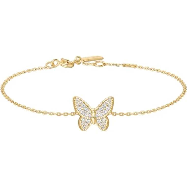 ANIA HAIE SUNNY SPARKLER Damen Armband, 925 Sterling Silber 14k vergoldet mit 30 Zirkonia, Länge 16,5 cm + 2 cm, inkl. Geschenkverpackung