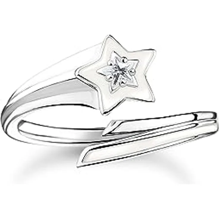 THOMAS SABO Damenring 925er Silber mit Emaille und Zirkonia, Größe 52, Silber/Weiß, 32025630