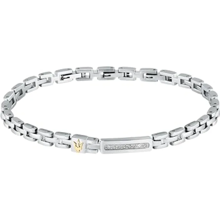 Maserati Herren-Stahlarmband, ICONIC-Kollektion – 21,5 cm lang, mit praktischem Schmuckverschluss, JM324AVD54