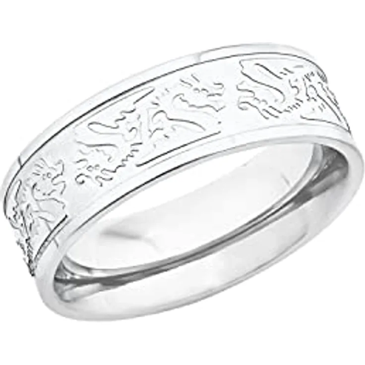 Amor Edelstahl Herren Ring, Silber, 7 mm Breite, Drachenmotiv, gravierbar, in Schmuck Geschenk Box