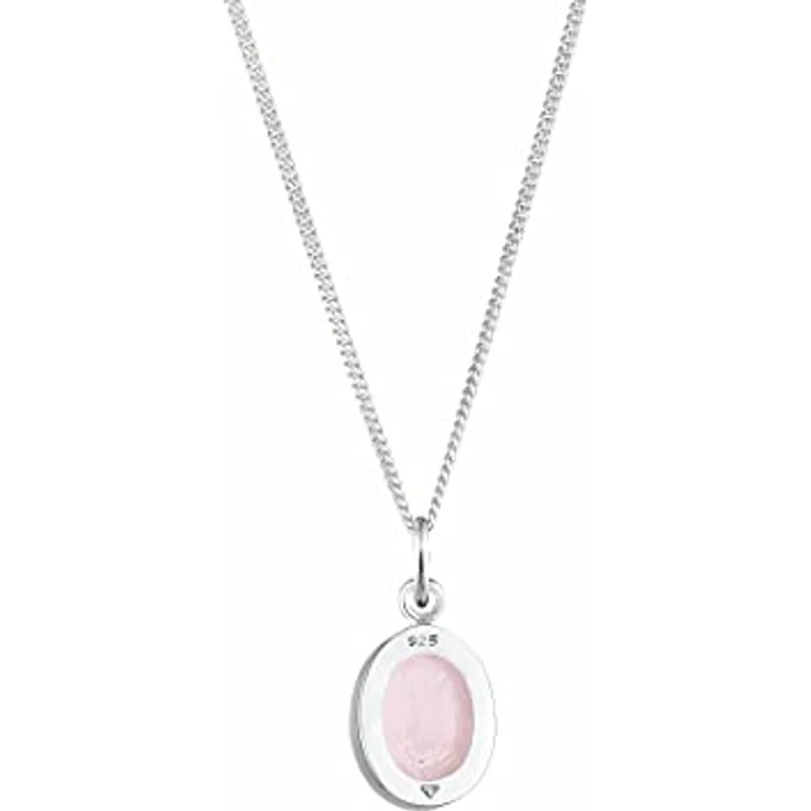 Elli Halskette Damen Solitär Anhänger mit Rosenquarz, 925 Sterling Silber, handgefertigt, elegant – Bild 4