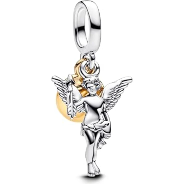 PANDORA Moments Amor Charm-Anhänger, Sterling Silber mit vergoldeter Metalllegierung, gravierte Botschaft "Rare", kompatibel mit Moments und ME, 763663C00 – Bild 1