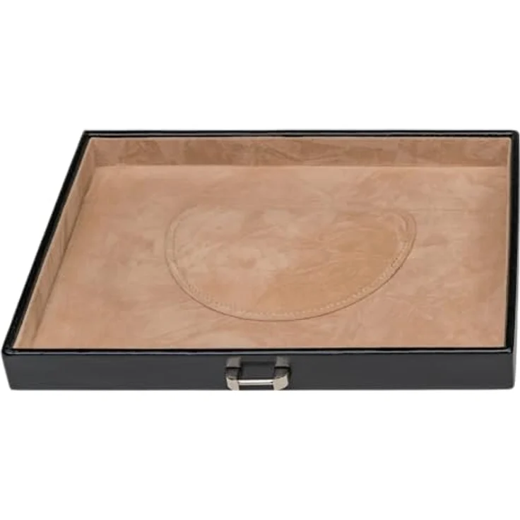 Windrose Schmuckkoffer Merino Moda, integrierte Schmucktasche in schwarzer Lederoptik, handgefertigt, elegante Aufbewahrungslösung – Bild 5