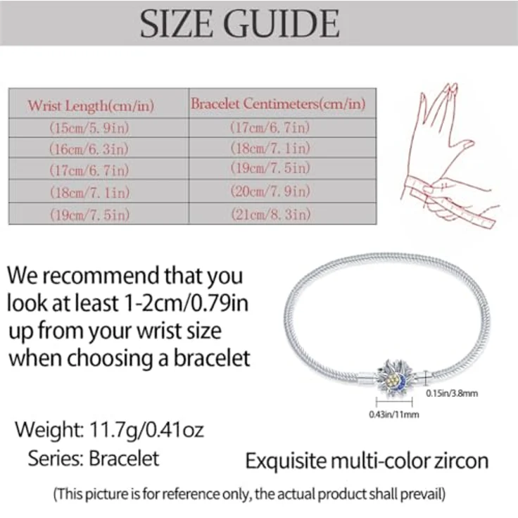 HappyStar Armkette Damen Silber 925, Armband mit kostenlosen Beads Charms, kompatibel mit Pandora Charms – Bild 5