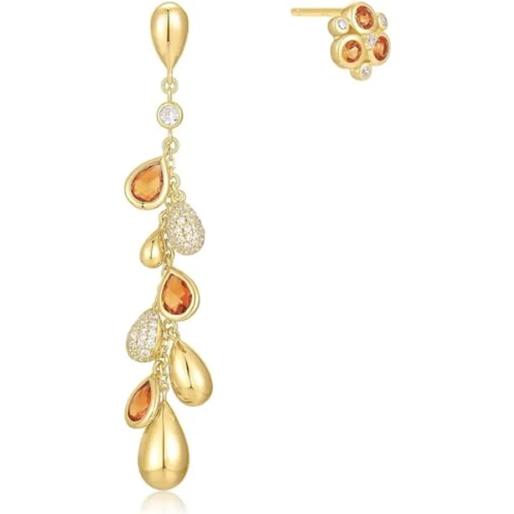 ANIA HAIE MELODIC POET Nano Gem Teardrop Damen Ohrhänger, 925 Sterling Silber 14k vergoldet, 65 Zirkonia, 6 Farbsteine, 60mm lang, inkl. Geschenkverpackung