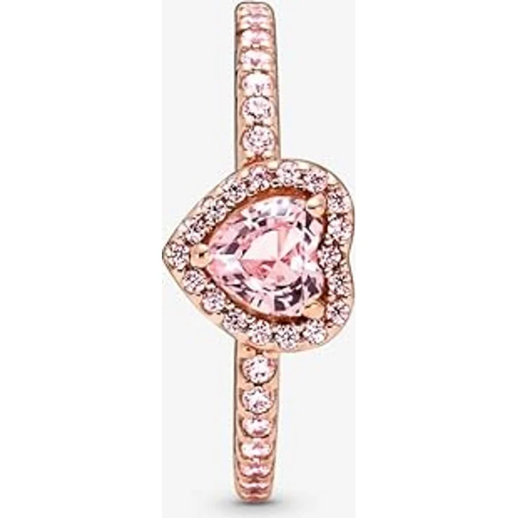 PANDORA ROSE Timeless Ring "funkelndes Herz", 14k rosévergoldet mit rosa Kristall und Zirkonia, Größe 48 – Bild 4