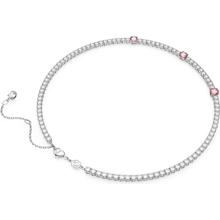 Swarovski Tennis Deluxe Halskette, Rund, Weiss, Goldlegierungsschicht, 38-45 cm, rhodiniert mit Kristallen – Bild 4