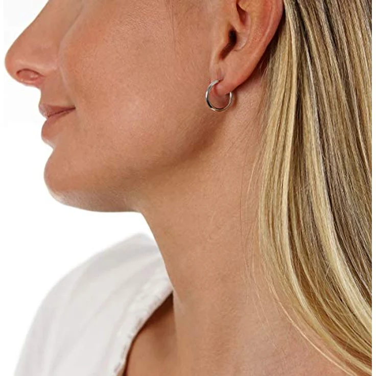 Materia Kleine Creolen Silber 925, 20mm runde Ohrringe für Damen und Herren, Steckverschluss, Made in Germany – Bild 2