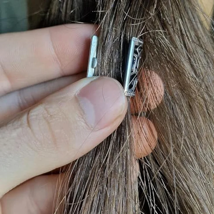 VALHALLA Bartperlen Haar Open-Close Edelstahl 316L, keltische Flechtperlen für Dreadlocks, Baum des Lebens, 8 mm Loch, 20 mm lang – Bild 3