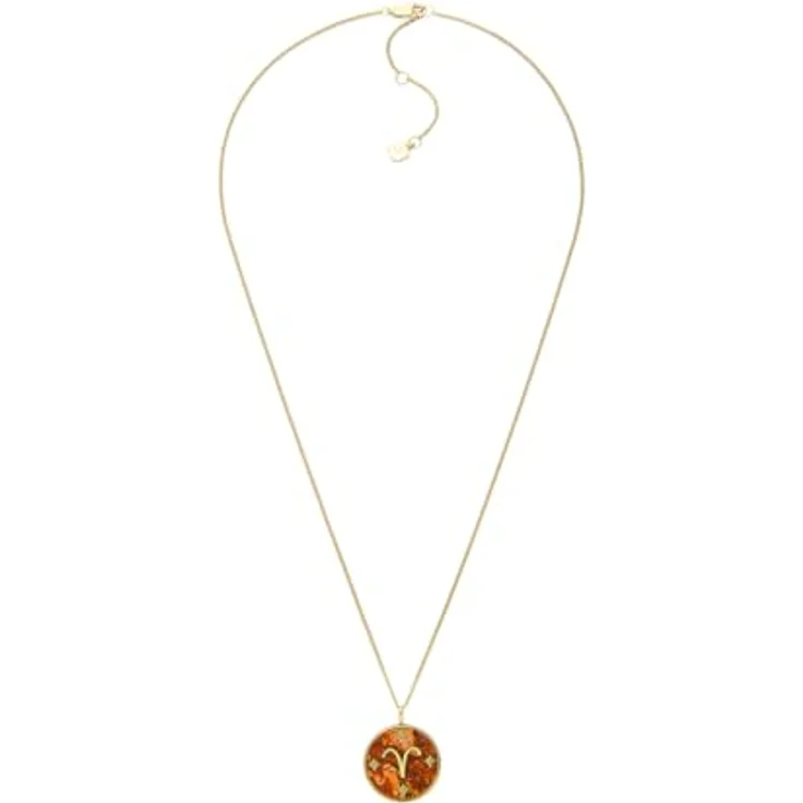 Fossil Damen-Edelstahl-Halskette, orange mit Karabinerverschluss – Bild 1