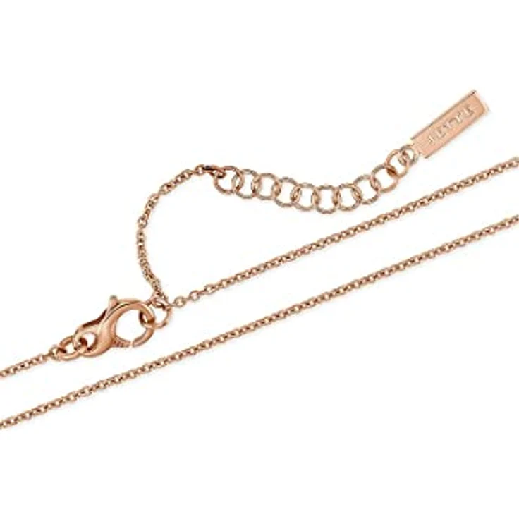 JETTE Damen-Halskette 925er Silber mit 39 Zirkonia, Roségold, 45 cm + 3 cm Verlängerung, Anhänger L 3,4 cm – Bild 2