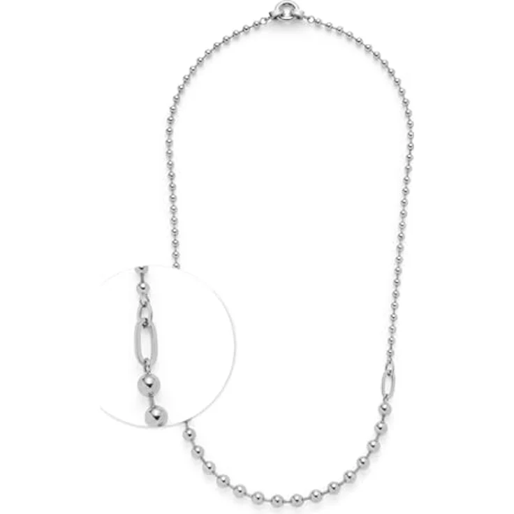 JEWELS BY LEONARDO Clip & Mix Dotty, mittellange Halskette aus silberfarbenem Edelstahl mit feinen und kräftigeren Kugeln, 60-61,3 cm, für Frauen, Geschenkverpackung, Allergikerfreundlich – Bild 1