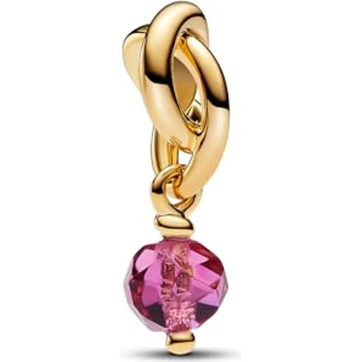 PANDORA Moments Facettierter rosafarbener Ewigkeitskreis Charm-Anhänger aus Sterling Silber mit vergoldeter Metalllegierung und Kristall, kompatibel mit Moments Armbändern, 763462C10 – Bild 1