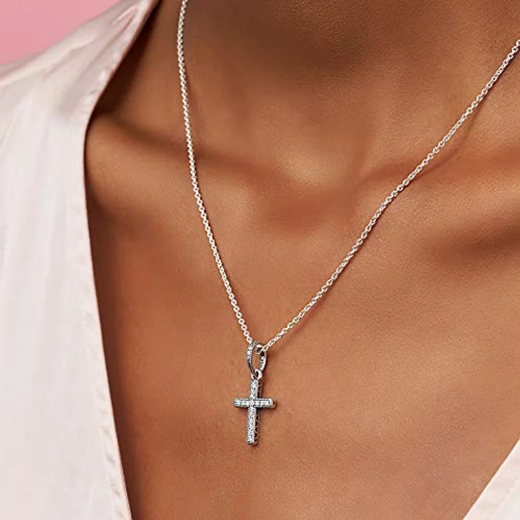 PANDORA Anhänger "Klassisches Kreuz" 397571CZ, Sterling-Silber mit Cubic Zirkonia und Herz-Verzierungen – Bild 4