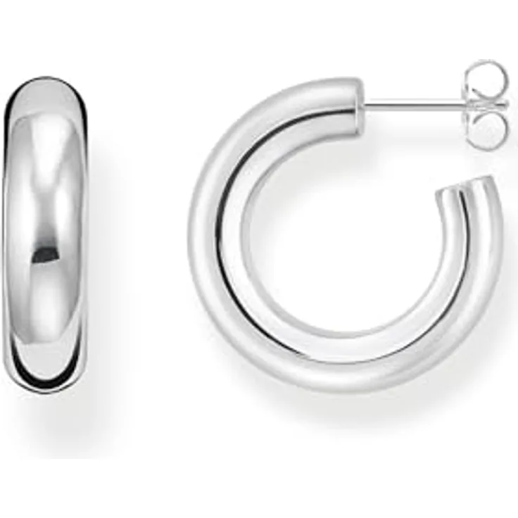 Thomas Sabo Damen-Creolen Classic klein, 925er Sterlingsilber mit Diamant, Silber