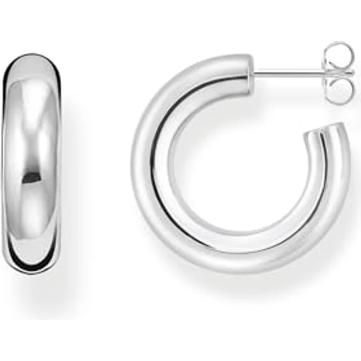 Thomas Sabo Damen-Creolen Classic klein, 925er Sterlingsilber mit Diamant, Silber – Bild 1