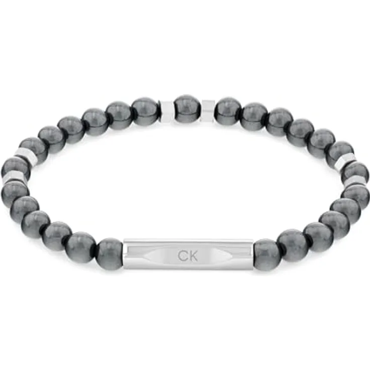 Calvin Klein MIXED BEADS Herren-Armband, Schmuckperlen mit Tigerauge oder Hämatit, 195 mm Umfang