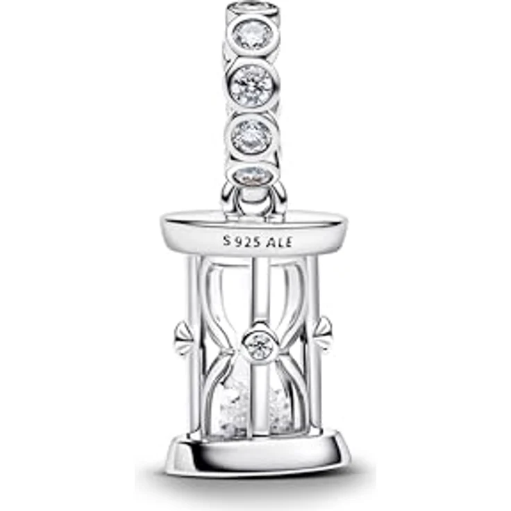 PANDORA Moments Sanduhr Charm-Anhänger aus Sterling-Silber mit Zirkonia und Gravur „TIME IS PRECIOUS“, kompatibel mit ME und Moments, 794140C01 – Bild 2