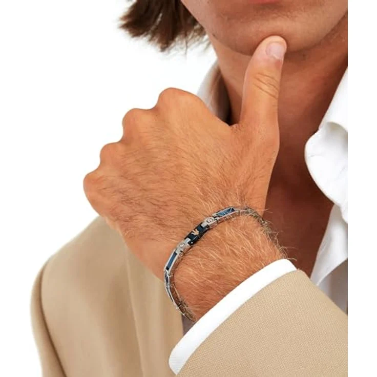 Maserati Herrenarmband JM523ATZ33, Stahl und Keramik mit IP-Roségold und IP-Blau, verstellbare Länge 18,5 bis 21,5 cm – Bild 5