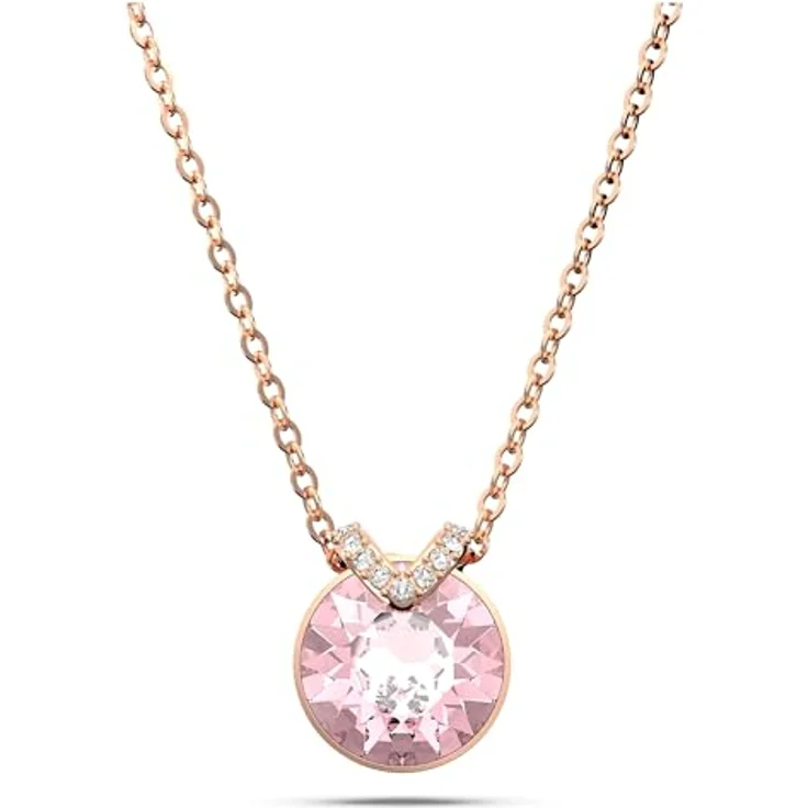 Swarovski Bella Halskette, Rosé Vergoldete Damenhalskette mit Rosa Anhänger und schimmerndem Pavé – Bild 1