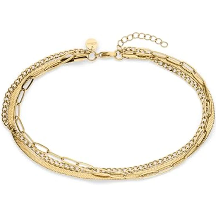 s.Oliver Bracelet, Armband aus poliertem Edelstahl, gold, Panzerkette verstellbar bis 21 cm, wasserfest & hautfreundlich – Bild 1