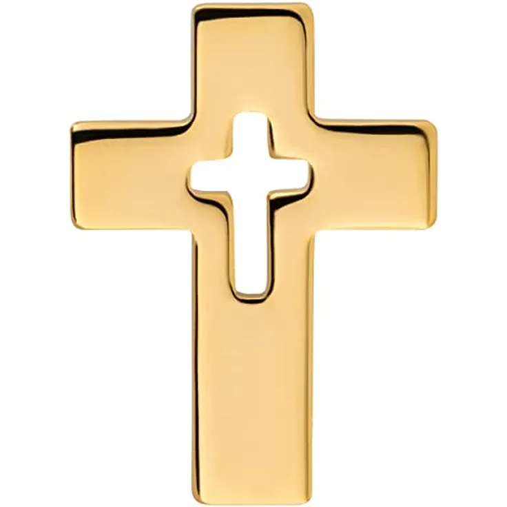 MaMeMi ANSTECKNADEL KREUZ vergoldet, 2 x 1,5 cm, dezentes christliches Schmuckstück fürs Revers, Geschenkidee für Taufe, Konfirmation oder Kommunion