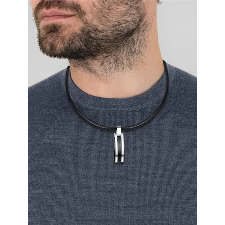 True Rebels Herren-Halskette Echtleder schwarz 51 cm, Dogtag mit Edelstahl-Anhänger, robustes Design für aktiven Männerschmuck – Bild 4