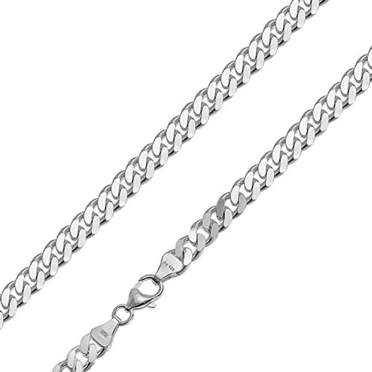trendor Flachpanzer-Halskette für Männer, 925 Sterling Silber, 6,9 mm breit, 50 cm, modischer Halsschmuck, ideale Geschenkidee – Bild 1