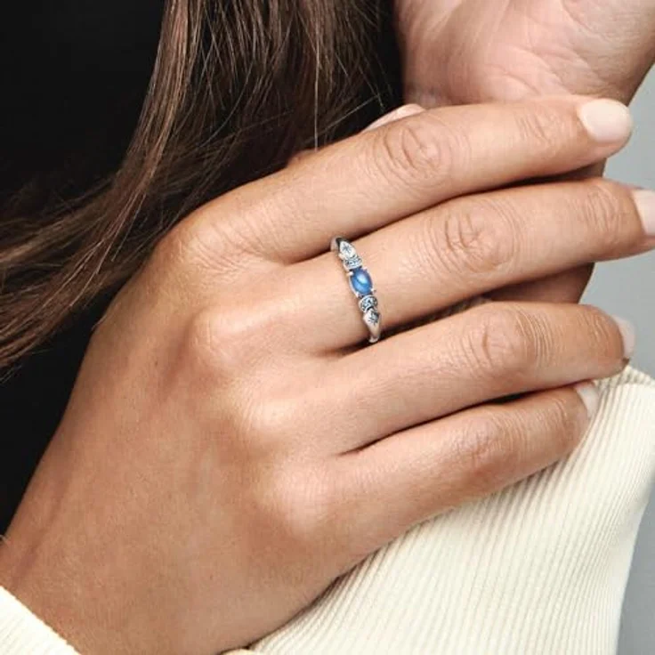 PANDORA Disney Aladdin Princess Jasmine Ring mit sterling Silber, icy blue und moonlight blue Kristall – Bild 3