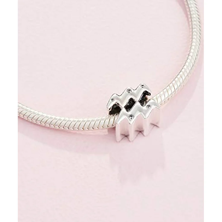 PANDORA Charm "Sternzeichen Wassermann" 798415C01, zweiseitiger Charm aus Sterling-Silber mit Cubic Zirkonia, ohne Box – Bild 4