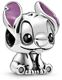 PANDORA DISNEY Charm Lilo und Stitch, handverarbeitetes Sterling-Silber mit violetter und schwarzer Emaille