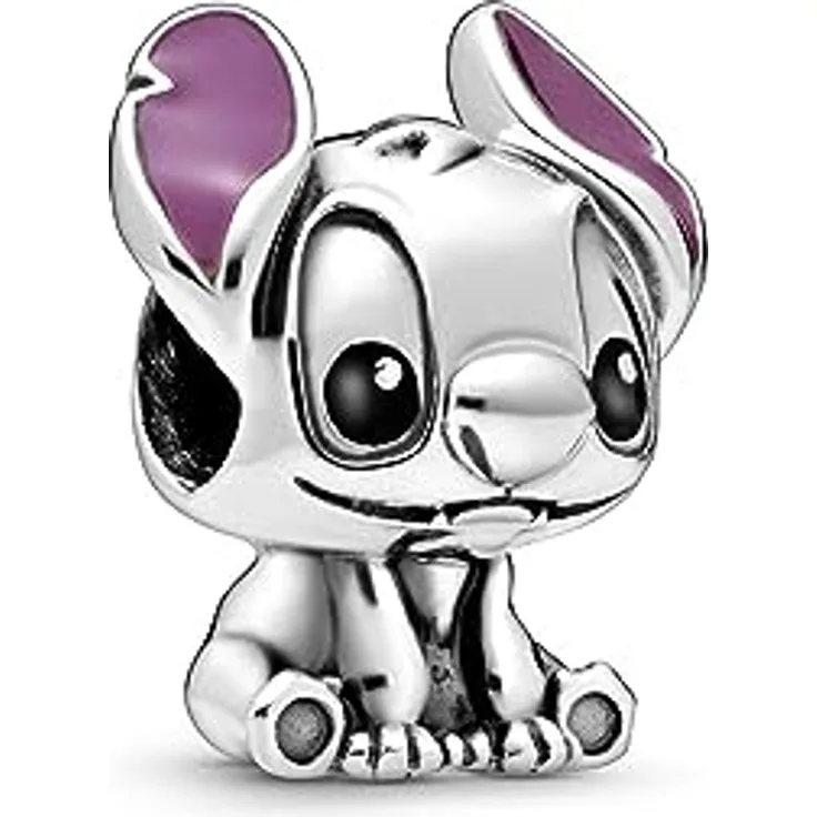 PANDORA DISNEY Charm "Lilo und Stitch", handverarbeitetes Sterling-Silber mit violetter und schwarzer Emaille, von Disney inspiriert