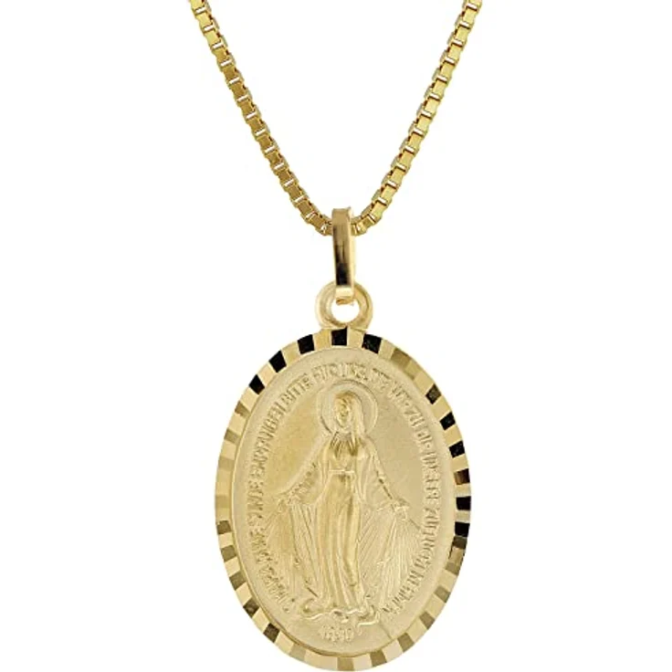 trendor Milagrosa Gold 333 Anhänger Madonna mit vergoldeter Silberkette, 45 cm, beidseitige Reliefprägung – Bild 1