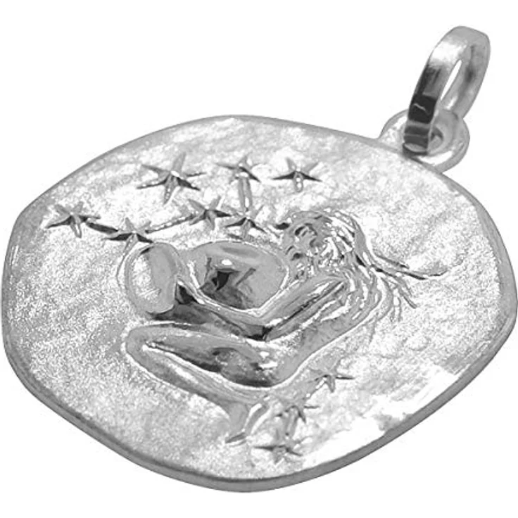 trendor Sternzeichen Wassermann Halskette aus 925 Silber, Ø 20 mm, 50 cm mit erhabenem Reliefmotiv, rhodiniert – Bild 2