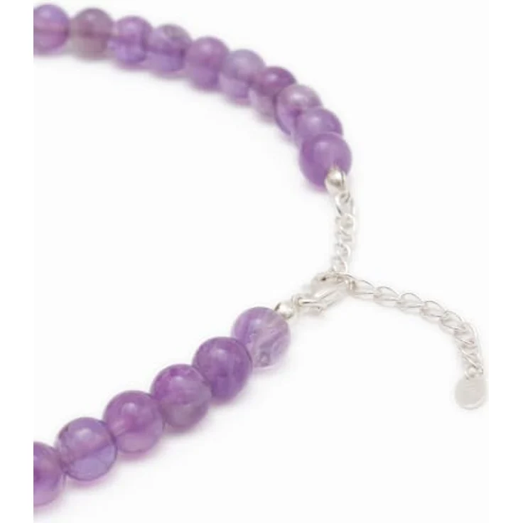 BERGERLIN Amethyst Halskette echt, Perlenkette mit 925 Sterling Silberperle, Größe M-L, handmade und unisex, inkl. Aufbewahrungssäckchen – Bild 4
