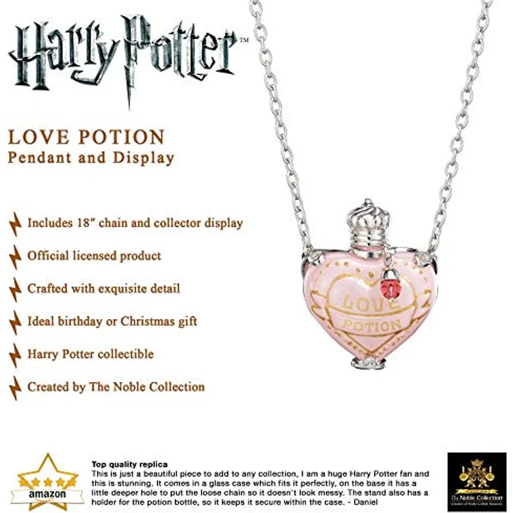 The Noble Collection Love Potion Pendant, Glasanhänger mit 18" Kette, inspiriert von Harry Potter – Bild 3