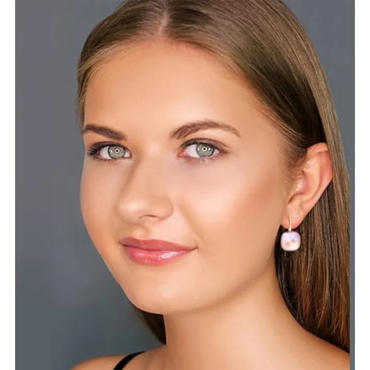 Nobel Ohrhänger Lavender Delite, 925 Silber vergoldet mit rosa Kristallen, Damen-Ohrringe – Bild 2