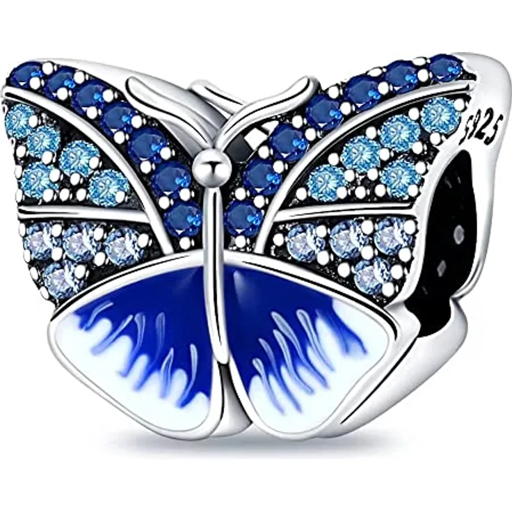 LNQOBU 925 Sterling Silber Schmetterling & Musik Charms, kompatibel mit Pandora Armbändern, Geschenk für Frauen und Mädchen, inkl. Geschenktasche und Poliertuch