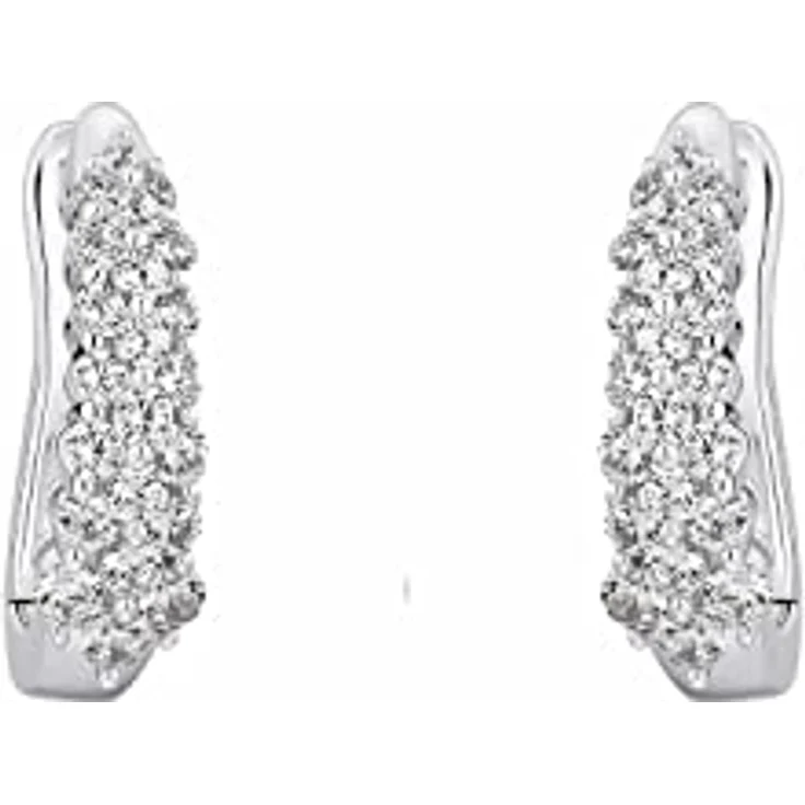 Amor Creolen 925 Sterling Silber Damen Ohrschmuck mit Zirkonia (synth.), 1,6 cm, Silber in Schmuck Geschenk Box, 2024099 – Bild 2