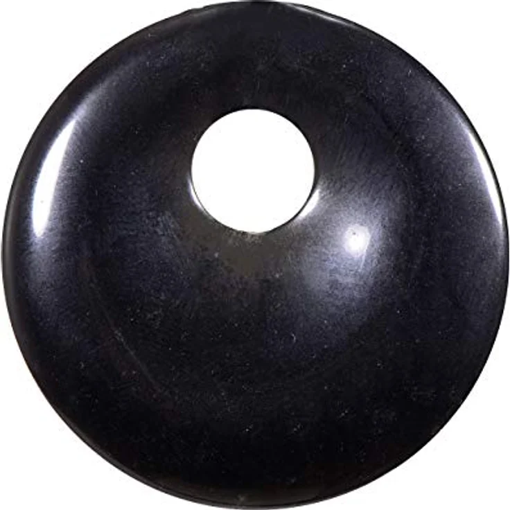 Morella Damen-Halskette 80 cm, runder schwarzer Obsidian Anhänger Ø 4,4 cm, mit Samtbeutel – Bild 2
