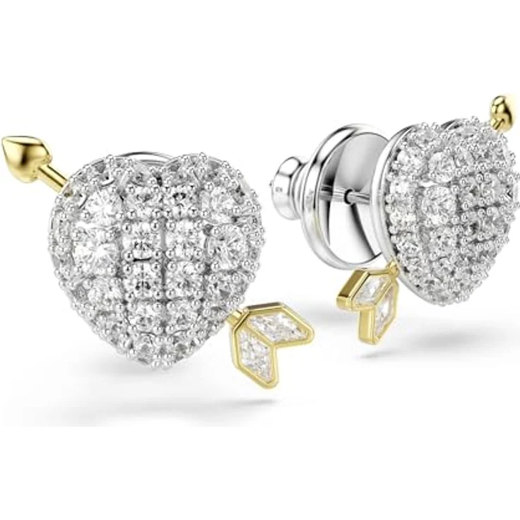Swarovski Idyllia Ohrstecker, Herz mit Pfeil, Weiß, Metallmix, verschiedene Schliffe – Bild 3