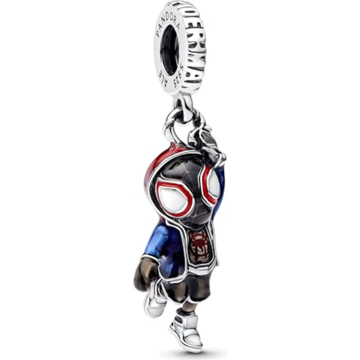 PANDORA Marvel Spider-Man Miles Morales Charm-Anhänger aus Sterling-Silber, kompatibel mit ME und Moments, 7,1 x 21,5 x 10 mm, handgefertigt mit Emaille-Details, 793842C01 – Bild 1