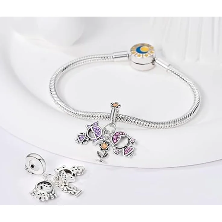 Pandach Charm Anhänger für Armband und Halskette, 925 Sterling Silber mit Zirkonia-Steinen, kompatibel mit Europäischen Charms für Frauen und Mädchen – Bild 3